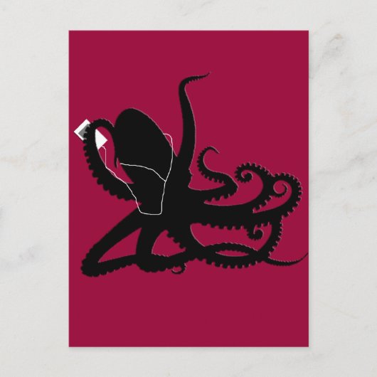 Carte Postale Octopus Sillouette MP3 Publicité (Devant)