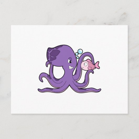 Carte Postale Octopus with Fish (Devant)