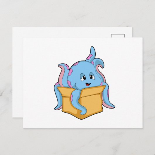 Carte Postale Octopus with Packet. (Devant / Derrière)