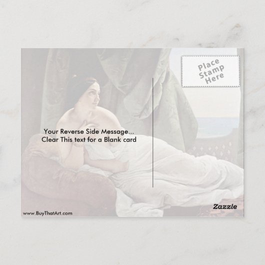 Carte Postale Odalisque Allongée par Francesco Hayez (Dos)