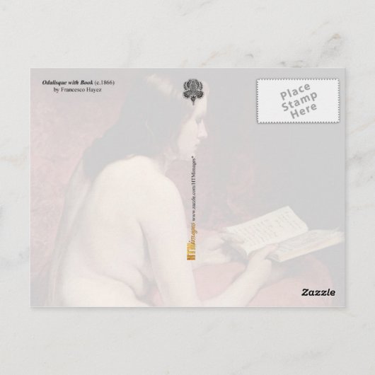 Carte Postale Odalisque avec livre (Dos)