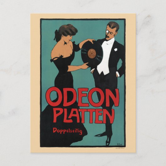 Carte Postale Odeon Platten Allemagne Poster vintage 1900 (Devant)