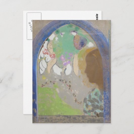 Carte Postale Odilon Redon art, Profil d'une femme dans une fenê (Devant / Derrière)