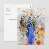 Carte Postale Odilon Redon - Grand Bouquet dans Pastel Blue Vase (Devant / Derrière)