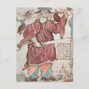 Carte Postale Odin, avec ses deux corbeaux, Hugin et Munin
