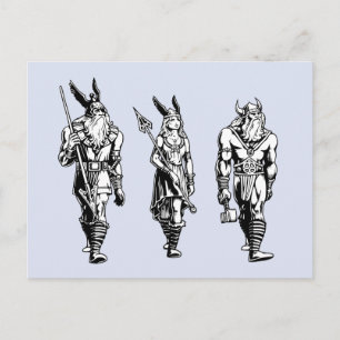 Carte Postale Odin, Freyja et Thor