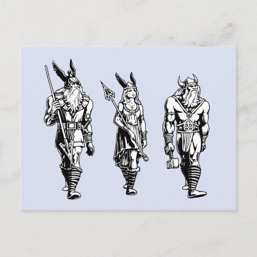 Carte Postale Odin, Freyja et Thor (Devant)