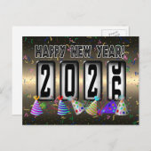 Carte Postale Odomètre du nouvel an 2026 (Devant / Derrière)