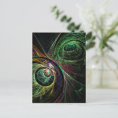 Carte Postale Œil à œil Art abstrait moderne fractal vert or (Debout devant)