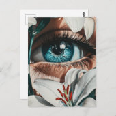 Carte Postale Oeil bleu et Lillies blanches (Devant / Derrière)