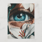 Carte Postale Oeil bleu et Lillies blanches (Devant)