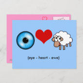Carte Postale Oeil-Coeur-Ewe (Je T'Aime !) (Devant / Derrière)