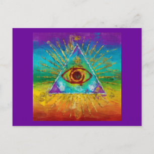 Carte Postale Œil de Dieu tout voyant - Art abstrait esquissé