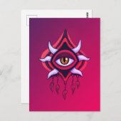 Carte Postale Oeil Démon Violet - Art Occulte Gothique (Devant / Derrière)