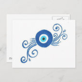 Carte Postale oeil mal bleu arrondi (Devant / Derrière)