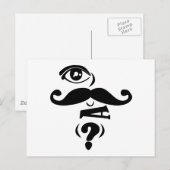 Carte Postale OEil Moustache U une question (Devant / Derrière)