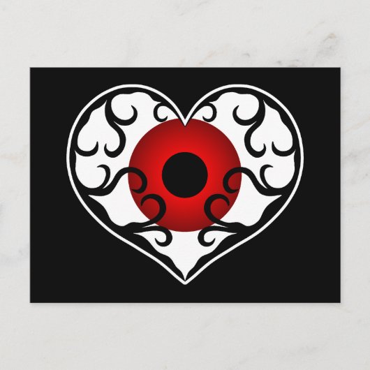 Carte Postale Oeil rouge dans le coeur (Devant)