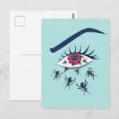 Carte Postale OEil rouge Déplaisant avec des fourmis (Devant / Derrière)