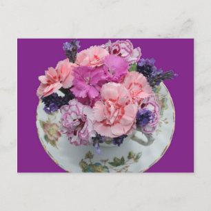 Carte Postale Oeillets roses dans la tete