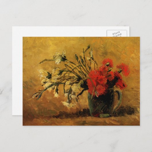 Carte Postale Oeillets rouges et blancs par Vincent van Gogh (Devant / Derrière)