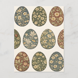 Carte Postale Œuf de Pâques botanique inspiré de William Morris