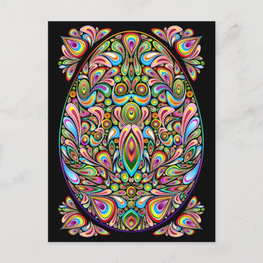 Carte Postale Œuf de Pâques Design Psychédélique (Devant)
