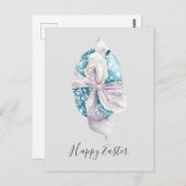 Carte Postale OEuf enveloppé de ruban d'aquarelle Pâques (Devant / Derrière)