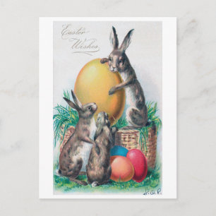 Carte postale Oeuf lapin vintage de Pâques