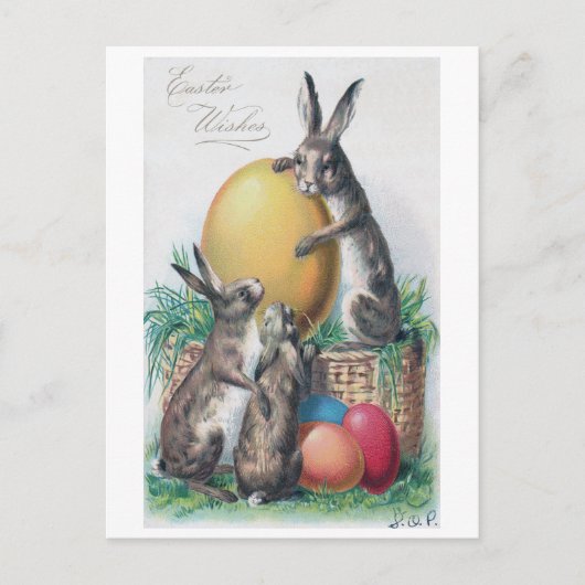 Carte postale Oeuf lapin vintage de Pâques (Devant)