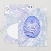 Carte Postale Oeuf Peint bleu clair et violet (Devant / Derrière)