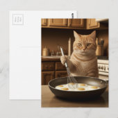 Carte Postale Oeufs De Cuisine De Chat Gingembre Adorable Pour L (Devant / Derrière)