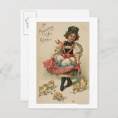 Carte Postale Oeufs de fille avec poussins (Devant / Derrière)