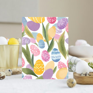 Carte Postale Œufs de Pâques Colorés | Joliment Peints à l'Aquar