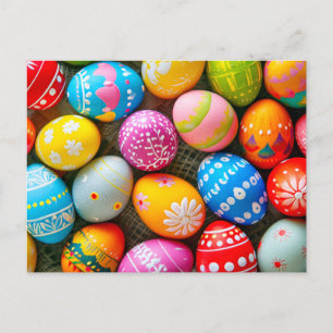 Carte Postale Œufs de Pâques colorés mignons