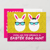 Carte Postale Oeufs de Pâques Hipster | Chasse aux oeufs & Brunc (Devant / Derrière)