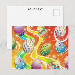 Carte Postale Œufs de Pâques motif festif