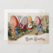 Carte Postale Œufs de Pâques vintage (Devant / Derrière)