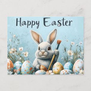 Carte Postale Oeufs de peinture de lapin de Pâques mignons : Art