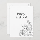 Carte Postale Oeufs et lapins // Joyeux Pâques (Devant / Derrière)