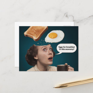 Carte Postale Oeufs Pour Le Petit Déjeuner, Économie Femme Café 
