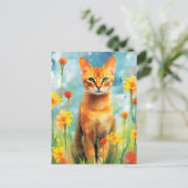 Carte Postale OEuvre colorée d'aquarelle Abyssinian cat (Debout devant)