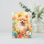 Carte Postale OEuvre colorée d'aquarelle de Poméranie (Debout devant)