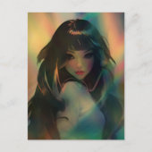 Carte Postale Oeuvre d'Anime Girl entourée de Rainbow Light (Devant)