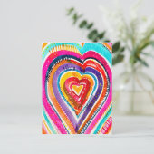 Carte Postale OEuvre d'aquarelle du coeur (Debout devant)