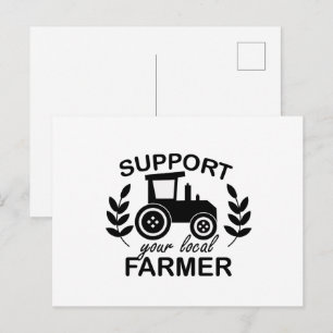 Carte Postale Œuvre d'art avec le mot Soutenir le fermier local 