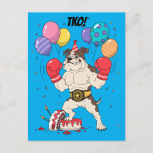 Carte Postale Œuvre d'art d'adieu d'anniversaire de Bulldog Boxe
