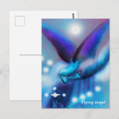 Carte Postale Œuvre d'art d'ange volant la nuit (Devant / Derrière)