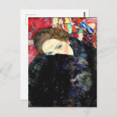 Carte Postale OEuvre d'art de Gustav Klimt, Dame avec un Muff (Devant / Derrière)
