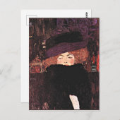 Carte Postale OEuvre d'art de Gustav Klimt, Lady in a Fur Casque (Devant / Derrière)
