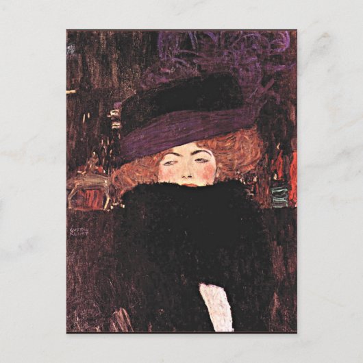 Carte Postale OEuvre d'art de Gustav Klimt, Lady in a Fur Casque (Devant)